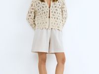 Шорты из хлопка и льна, Бежевый