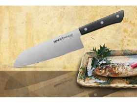 Нож кухонный овощной сантоку Samura "HARAKIRI" (SHR-0095B) 175 мм, сталь AUS-8, рукоять ABS пластик, чёрный