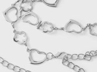 Серебристая цепочка на талию с сердцами и цветами Глория Джинс