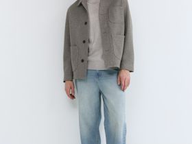 Куртка из пальтовой ткани с накладными карманами, Бежевый