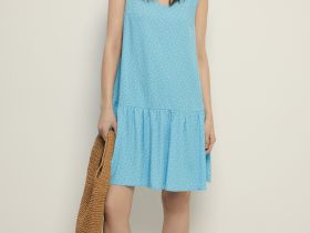 Сарафан силуэта трапеция с принтом в горошек