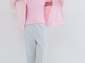 Приталенная футболка в рубчик, Розовый