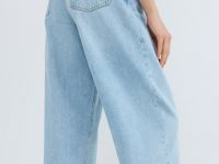 Джинсы Баррел из плотного денима, Голубой