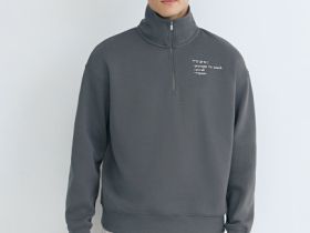 Толстовка с воротником-стойкой на молнии, Голубой