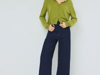 Укороченный кардиган на пуговицах с кашемиром, Зеленый