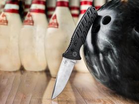 Автоматический складной нож Boker Plus Strike, сталь дамаск, рукоять алюминий
