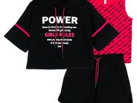 Комплект трикотажный для девочек: майка, шорты, фуфайка (футболка)