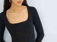 Боди с длинным рукавом, Черный