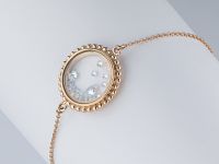 Браслет из красного золота с бриллиантами и сапфировым стеклом э0286бр12240365