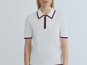 Джемпер с воротником поло на молнии, Бежевый