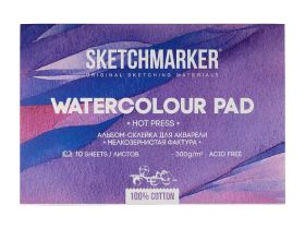 Альбом-склейка для акварели Sketchmarker 26х26 см 10 л 300 г, хлопок, мелкозернистая