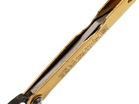 Нож складной Higonokami Nagao Kanekoma, 80мм, сталь Aogami Damascus 3 слоя, рукоять латунь черная