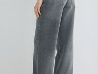 Широкие джинсы с высокой посадкой, Серый