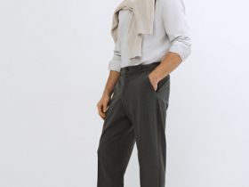 Прямые брюки с эластичным поясом, Серый