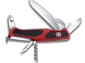 Нож перочинный Victorinox RangerGrip 61, сталь X55CrMo14, рукоять полиамид, красно-чёрный, 11 функций, 130мм