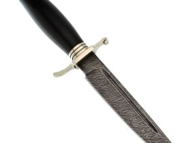 Нож Финка НКВД, сталь дамаск, мельхиор, рукоять граб