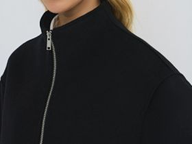 Куртка из пальтовой ткани с шерстью, Черный