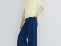 Широкие джинсы высокой посадки с отсрочкой, Синий