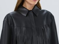 Рубашка из искусственной кожи с бахромой, Коричневый