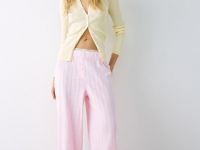 Пижамные брюки из ажурного трикотажа, Розовый