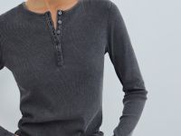 Лонгслив с пуговицами, Серый