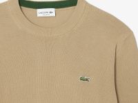 Однотонный хлопковый свитер Lacoste с круглым вырезом