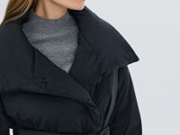 Утеплённая куртка с поясом, Черный