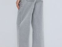 Широкие укороченные джинсы с ремнём, Серый