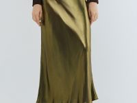 Юбка из ткани с эффектом жидкого золота, Золотой