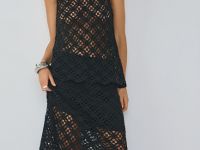 Ажурная юбка макси, Черный
