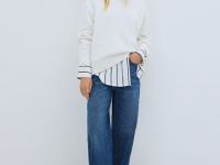 Вязаный джемпер из хлопка, Белый