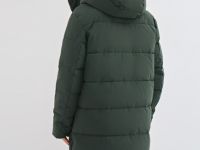 Удлинённая утеплённая куртка с капюшоном, Зеленый