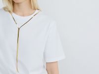 Футболка с декором на горловине, Белый