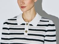 Поло из структурной ткани в полоску, Синий