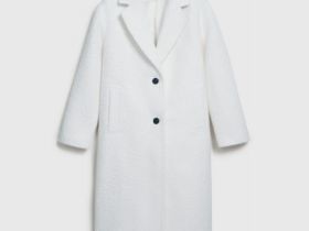 Длинное фактурное пальто, Бежевый