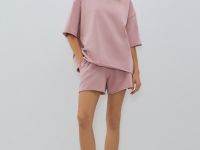 Футболка с эффектом стирки, Розовый