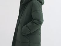 Удлинённая утеплённая куртка с капюшоном, Зеленый