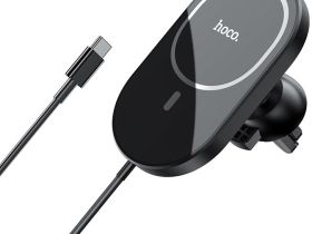 Автомобильный держатель Hoco (CA90) для смартфона Powerful magnetic wireless  charger in-car holder  (черный)