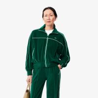 Женская велюровая толстовка Lacoste оверсайз на молнии
