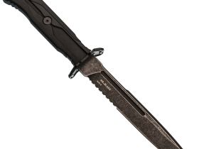 Тактический нож Mr.Blade Leshiy serrated blackwash, сталь AUS-8, рукоять Black Elastron