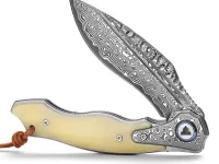 Складной нож Trivisa Lepus-02, сталь Damascus, рукоять кость/дамаск