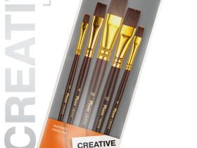 Набор кистей бордовая синтетика Pinax "CREATIVE" плоские 5 шт