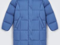 Пуховое пальто с капюшоном свободного силуэта