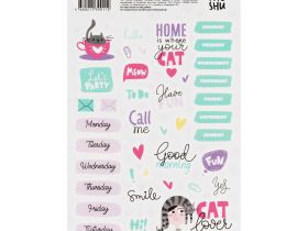 Наклейки бумажные для ежедневников MESHU "Cat lover", 12*21см, 45 наклеек