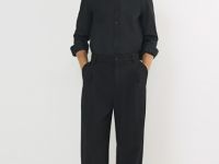 Классическая рубашка с воротником мао, Черный