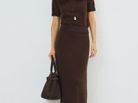 Джемпер с коротким рукавом, Коричневый