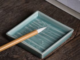 Блюдечко для туши "Бамбук" цвет: бледно-голубой