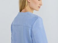 Укороченный жакет из искусственной замши, Голубой