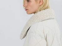 Стёганая куртка с меховым воротником, Бежевый