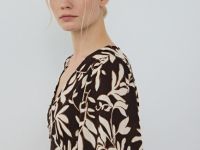 Льняное платье с разрезом спереди, Коричневый